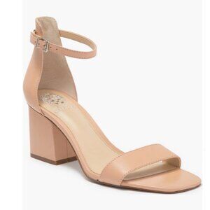 Nude Ankle Strap Block Heel Sandal - Vince Camuto - Cushioned!